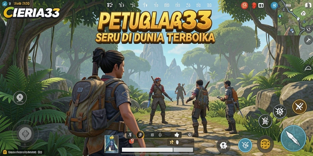Screenshot gameplay CERIA33 menunjukkan karakter menjelajahi dunia terbuka yang luas.
