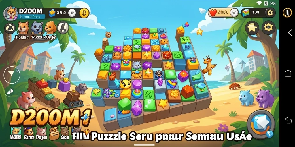 Gameplay D200M dengan tantangan puzzle yang mengasyikkan.