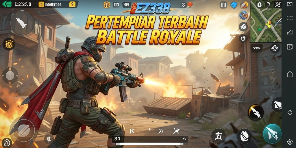 Menampilkan momen seru dalam pertempuran Battle Royale di EZ338.