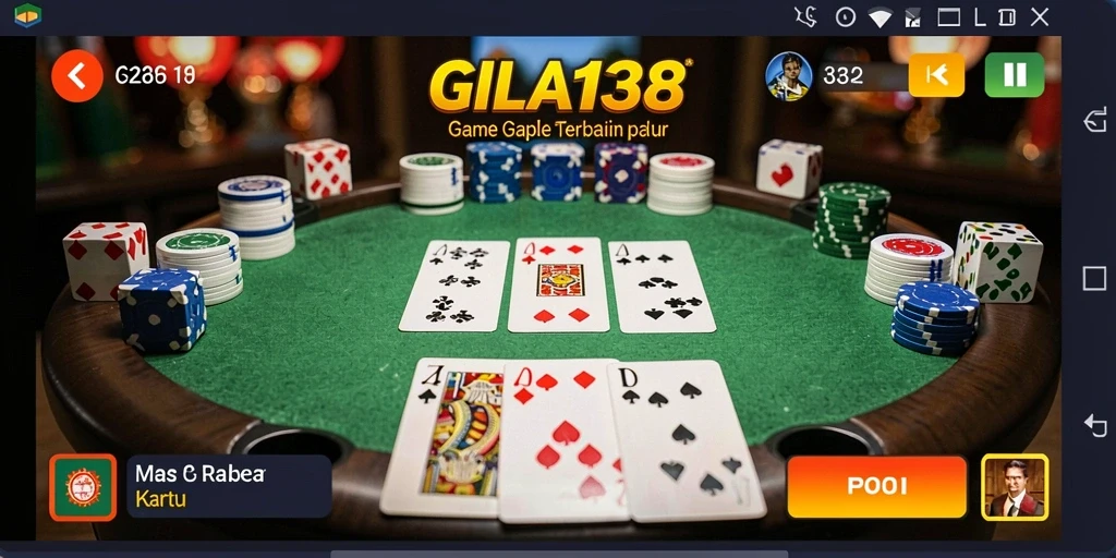 Screenshot gameplay GILA138 dengan tampilan antarmuka Gaple yang menarik.