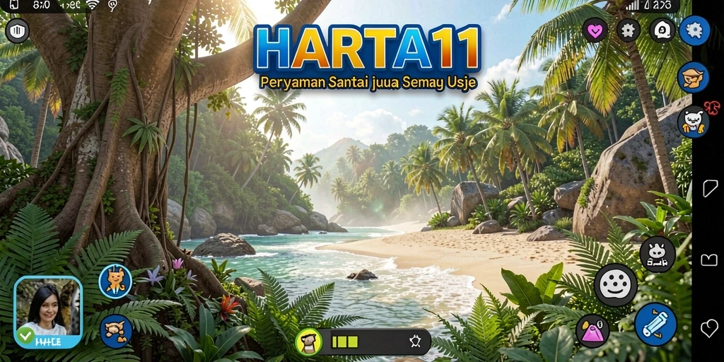 Menampilkan gameplay HARTA11 yang santai dan penuh warna.