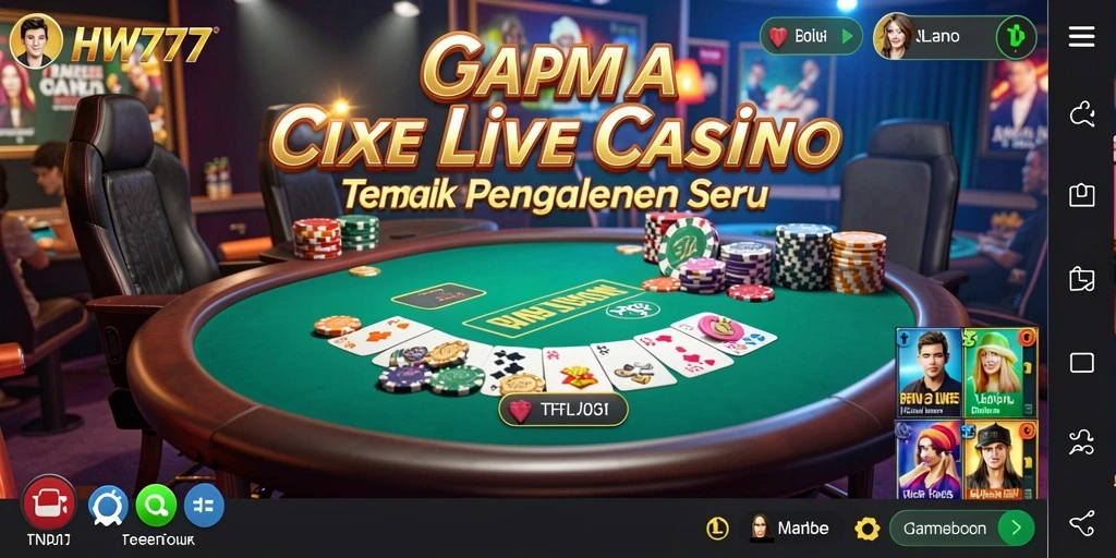 Screenshot HW777 menunjukkan dealer profesional dalam permainan Live Casino.