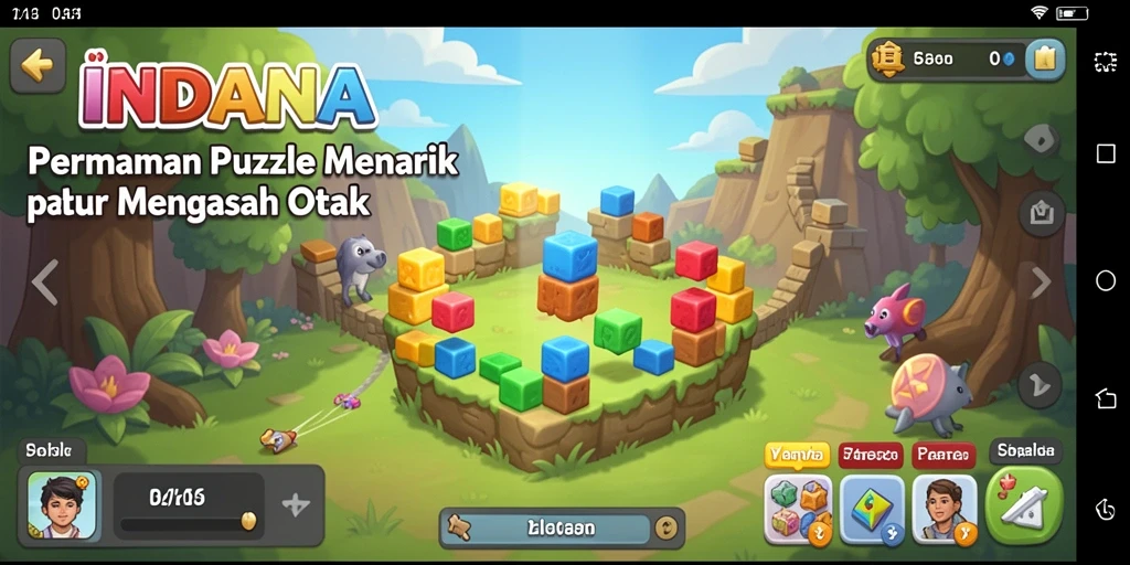 Tampilan gameplay puzzle dalam INDAAA yang menarik dan penuh tantangan.