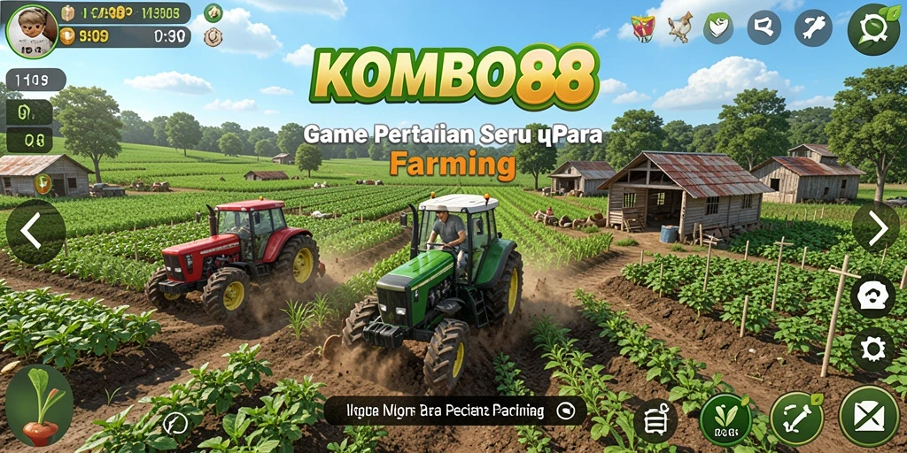 Tampilan menarik dari gameplay <strong>KOMBO88</strong> dengan aktivitas bertani yang menyenangkan.