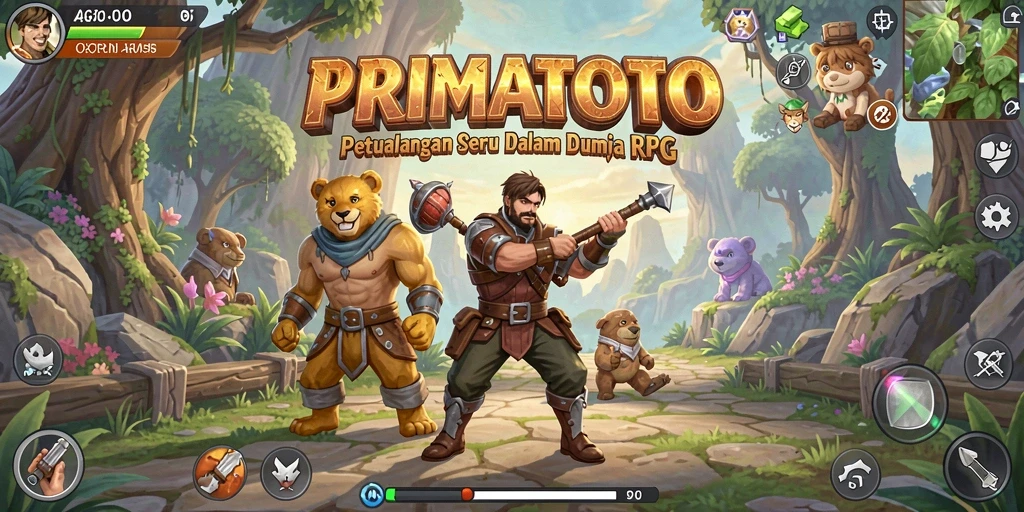 Tampilan gameplay PRIMATOTO yang seru dengan pertarungan mendebarkan.