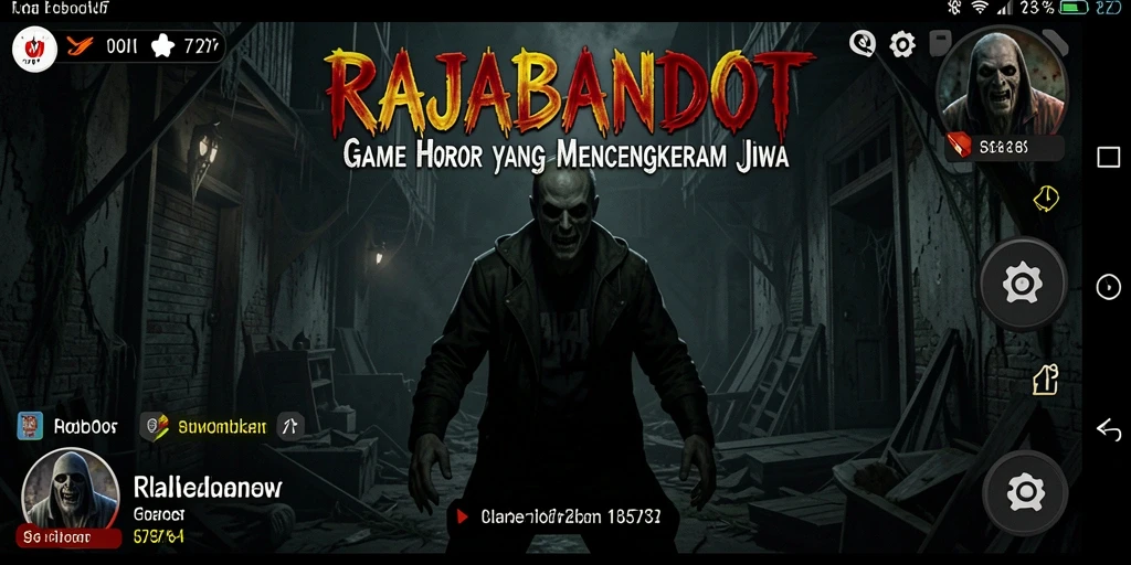 Tampilan gameplay menegangkan RAJABANDOT di dalam suasana horor yang mencekam.