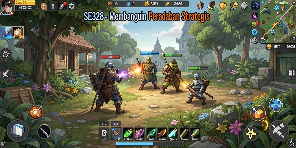 Screenshot menampilkan gameplay dinamis SE328 dengan elemen strategi yang menarik.