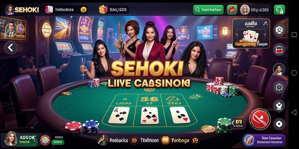 Screenshot SEHOKI menampilkan dealer profesional dalam permainan Live Casino.