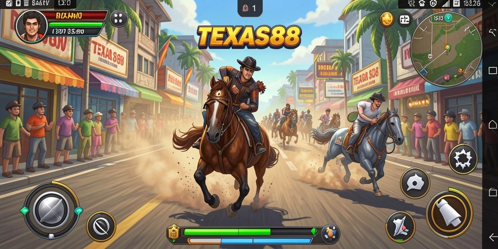 Tampilan balapan seru dalam gameplay TEXAS88.