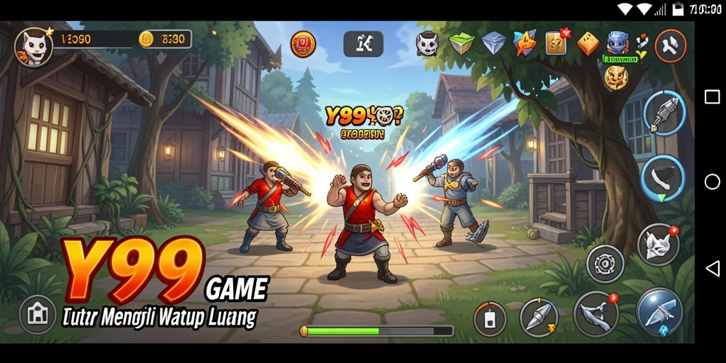 Screenshot gameplay Y89: bangun kerajaan dengan cara santai dan menyenangkan.